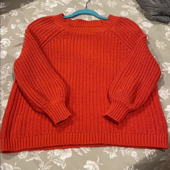 Aerie Coral Chunky Oversized Knit Crew EUC - Picture 12 of 14